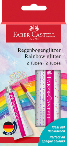 Brokat w żelu Faber-Castell Rainbow 12 ml (2 szt.) – kolorowy brokat do dekoracji i prac plastycznych