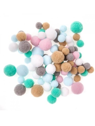 Pompony pluszowe Frosty Pastels 90 szt. – mix pastelowych kolorów do dekoracji