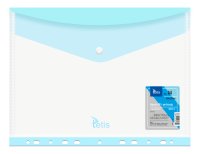 Teczka kopertowa na zatrzask Tetis z listwą zawieszkową A-4, niebieska