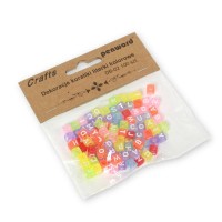 Koraliki literki kolorowe 6x6mm Penword DB-02, 100 sztuk