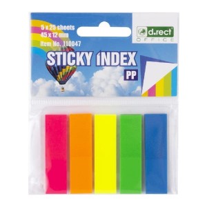 Zakładki indeksujące D.Rect PP 45×12 mm neonowe 5×25 sztuk