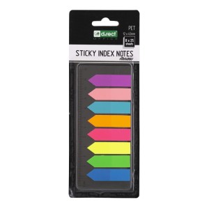 Zakładki indeksujące D.Rect strzałki  z linijką PET 45×12 mm neonowe 8×25 sztuk