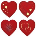 Naklejki papierowe na taśmie Titanum  500 sztuk – czerwone serca, 4 wzory 