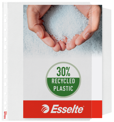 Koszulki groszkowe Esselte z klapką, 30% PP z recyklingu, A-4, 90µm, 10 sztuk