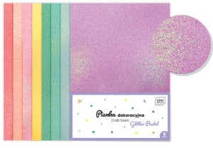 Pianka dekoracyjna A-4 Interdruk Glitter Pastel, 8 sztuk  