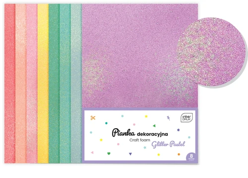 Pianka dekoracyjna A-4 Interdruk Glitter Pastel, 8 sztuk  