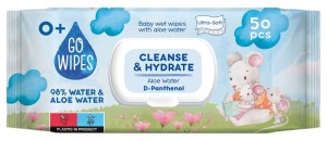 Chusteczki nawilżane dla dzieci z aloesem i d- pantenolem GoWipes, 50 sztuk