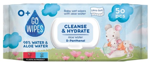 Chusteczki nawilżane dla dzieci z aloesem i d- pantenolem GoWipes, 50 sztuk