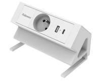 Listwa zasilająca Fellowes Power Desk Typ E 230V + USB-A + USB-C, biały