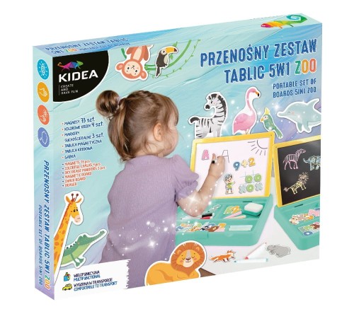 Przenośny zestaw tablic 5w1 Zoo Kidea – edukacyjna zabawa dla dzieci