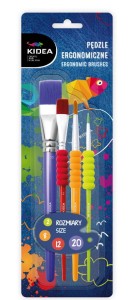 Pędzle szkolne ergonomiczne  Kidea, 4 rozmiary