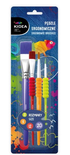 Pędzle szkolne ergonomiczne  Kidea, 4 rozmiary