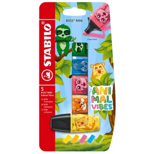 Zakreślacze Stabilo Boss mini Animal Vibes, 5 kolorów