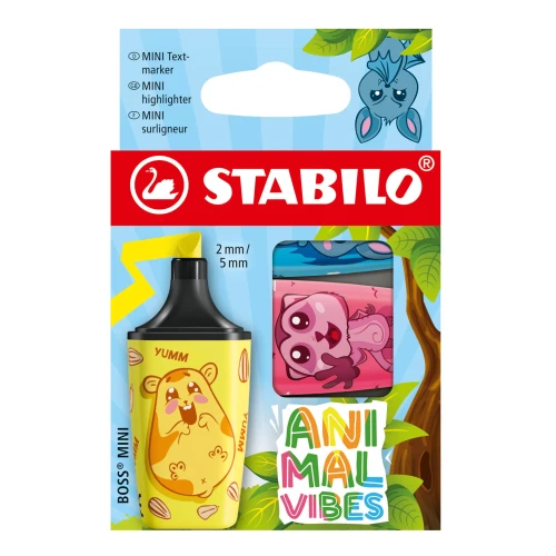 Zakreślacze Stabilo Boss mini Animal Vibes, 3 kolory