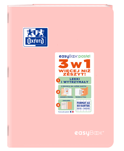 Zeszyt 3w1 Oxford EasyBook  pastel A5 60 kartek, kratka 
