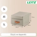 Pudełko do przechowywania Leitz Puro z pokrywką, małe, 2 sztuki,  beżowe