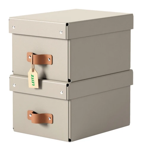 Pudełko do przechowywania Leitz Puro z pokrywką, małe, 2 sztuki,  beżowe