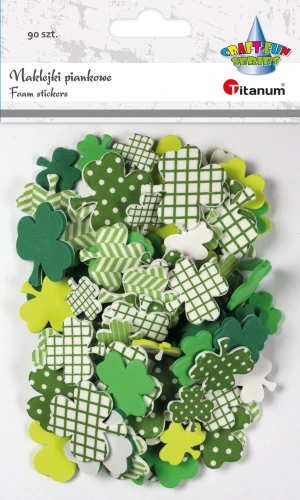 Naklejki piankowe Titanum Craft-Fun Series 90 sztuk, koniczyna