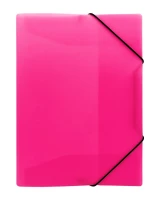 Teczka z gumką Biurfol  PP A-4, neon różowy