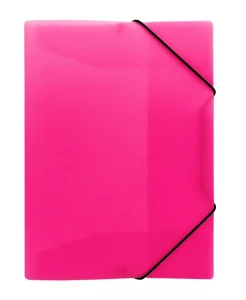 Teczka z gumką Biurfol  PP A-4, neon różowy