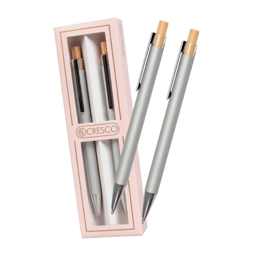 Zestaw długopis i ołówek Cresco Dyplomat, srebrny