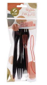 Widelec wielorazowy 18 cm, 8 sztuk, czarny