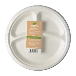 Talerz trójdzielny z trzciny cukrowej 23 cm, 6 sztuk