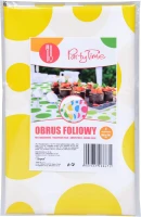 Obrus foliowy w grochy żółty 100x130 cm