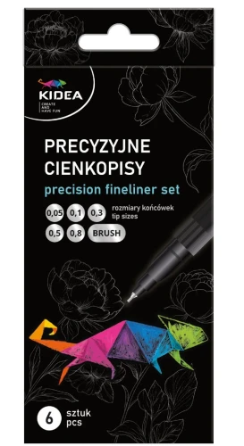 Cienkopis precyzyjny Kidea zestaw 6 sztuk