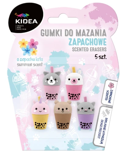 Gumka do mazania zapachowa Kidea Bubble Tea, zestaw  5 sztuk 