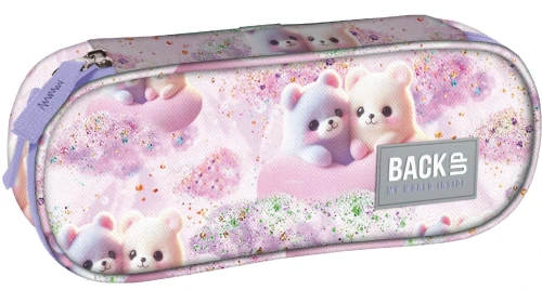 Piórnik BackUP 8 Pastelowe Misie, jednokomorowy  