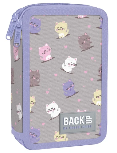 Piórnik BackUP Kotki Kawaii, podwójny, z wyposażeniem