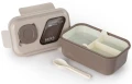 Śniadaniówka BackUP 8 lunch box z pojemnikiem i sztućcami, beżowy