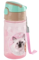 Bidon Kidea Cleo i Frank 330 ml z chowanym ustnikiem, Kot