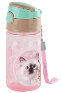 Bidon Kidea Cleo i Frank 330 ml z chowanym ustnikiem, Kot