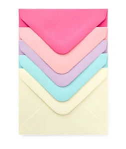 Koperta ozdobna 70x100 mm, 110g, 10 sztuk,  mix róż i błękit