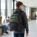 Plecak szkolny AstraBag Hexagon Green Ombre, 3-komorowy 