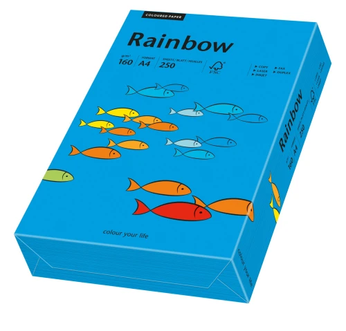 Papier kolorowy Rainbow A-4 160g/m², 250 arkuszy, ciemny niebieski (R88)