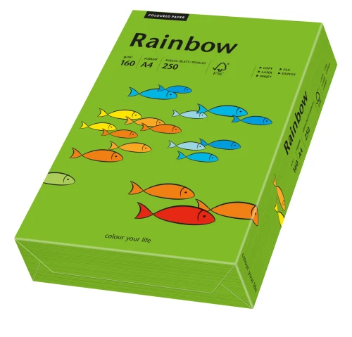 Papier kolorowy Rainbow A-4 160g/m², 250 arkuszy, ciemny zielony  (R78)