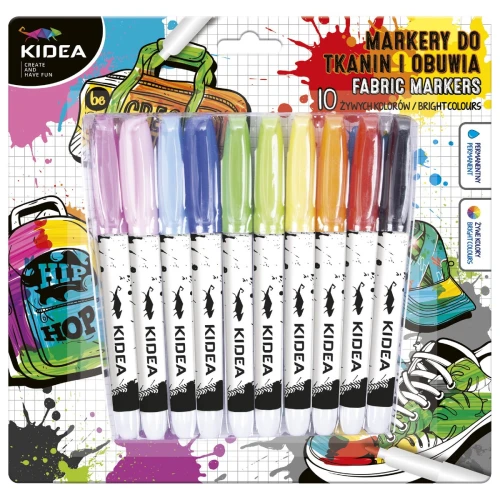 Markery Kidea do obuwia i tkanin, 10 kolorów