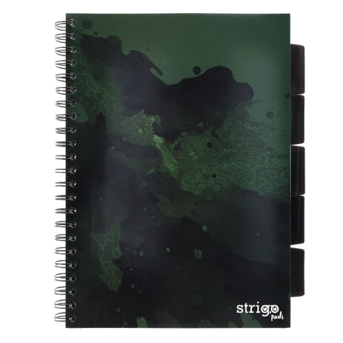 Kołonotatnik Strigo Pads A4 100 kartek kratka, ciemnozielony