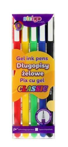 Długopis żelowy Strigo 0,8 mm, 5 kolorów