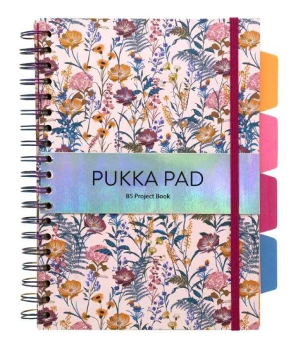 Brulion na spirali Pukka Pad B5 100 kartek linia, kwiaty