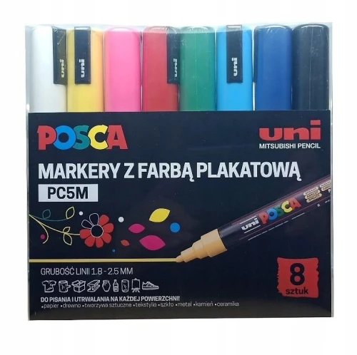 Marker Uni Posca PC-5M, 8 kolorów