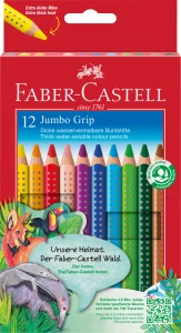 Kredki ołówkowe  Faber Castell Jumbo Grip, 12 kolorów + temperówka