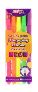 Długopis żelowy Strigo 0,8 mm 5 kolorów, neon