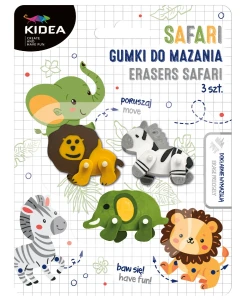 Gumka ołowkowa Kidea Safari 3 sztuki