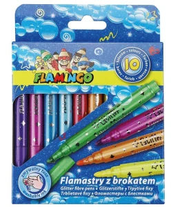Pisaki brokatowe Flamingo, 10 kolorów 