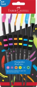 Pędzle szkolne Faber-Castell Black 6 sztuk, miękki uchwyt
