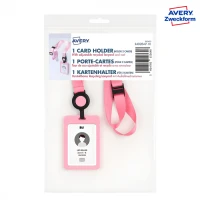 Smycz z holderem na kartę Avery, różowa